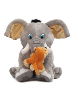 Lavara Grey Elephant Plush Toy – Ultra Soft Stuffed Animal for Toddlers & Babies - 25 cm