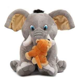 Lavara Grey Elephant Plush Toy – Ultra Soft Stuffed Animal for Toddlers & Babies - 25 cm